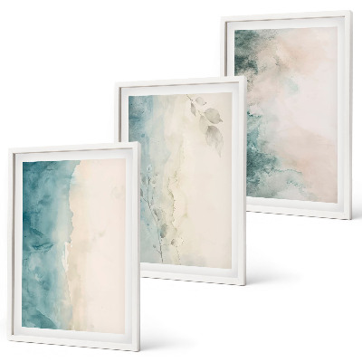 Lot de 3 tableaux pour salon Minimalisme sur toile aquarelle