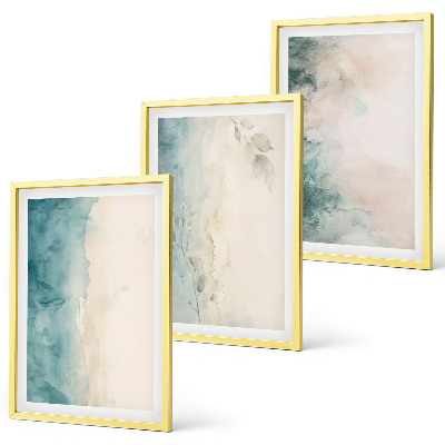 Lot de 3 tableaux pour salon Minimalisme sur toile aquarelle