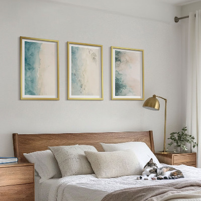 Lot de 3 tableaux pour salon Minimalisme sur toile aquarelle
