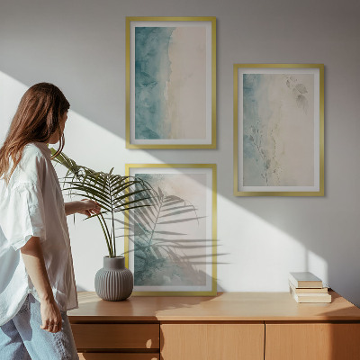Lot de 3 tableaux pour salon Minimalisme sur toile aquarelle