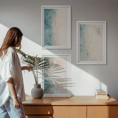 Lot de 3 tableaux pour salon Minimalisme sur toile aquarelle