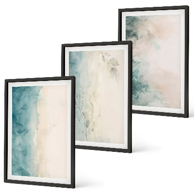 Lot de 3 tableaux pour salon Minimalisme sur toile aquarelle