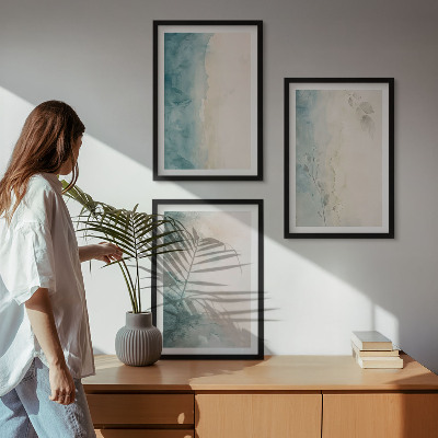 Lot de 3 tableaux pour salon Minimalisme sur toile aquarelle