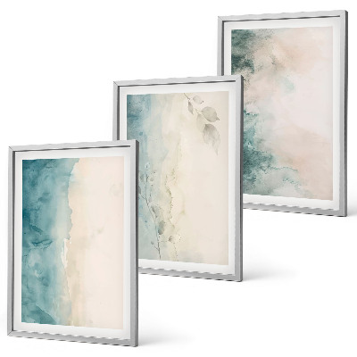 Lot de 3 tableaux pour salon Minimalisme sur toile aquarelle