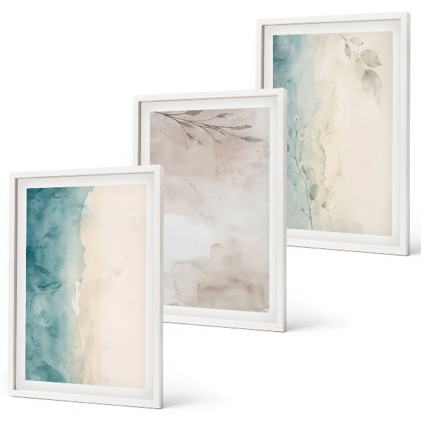 Lot de 3 tableaux pour salon Textures aquarelles subtiles