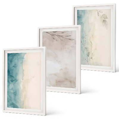 Lot de 3 tableaux pour salon Textures aquarelles subtiles