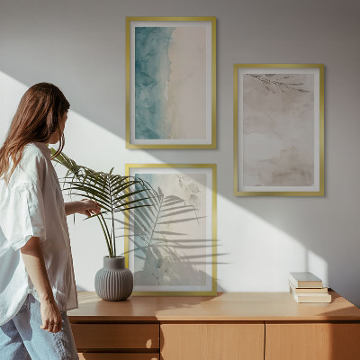 Lot de 3 tableaux pour salon Textures aquarelles subtiles