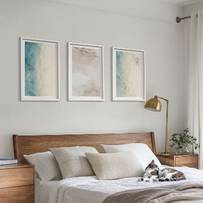 Lot de 3 tableaux pour salon Textures aquarelles subtiles