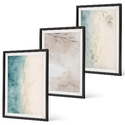 Lot de 3 tableaux pour salon Textures aquarelles subtiles