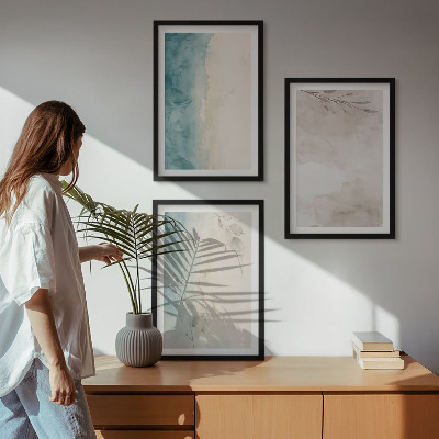 Lot de 3 tableaux pour salon Textures aquarelles subtiles