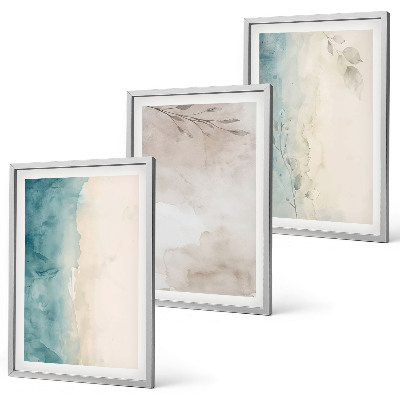 Lot de 3 tableaux pour salon Textures aquarelles subtiles