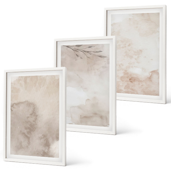 Lot de 3 tableaux pour salon Peinture aquarelle bohème renversée