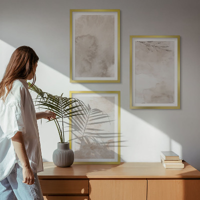 Lot de 3 tableaux pour salon Peinture aquarelle bohème renversée