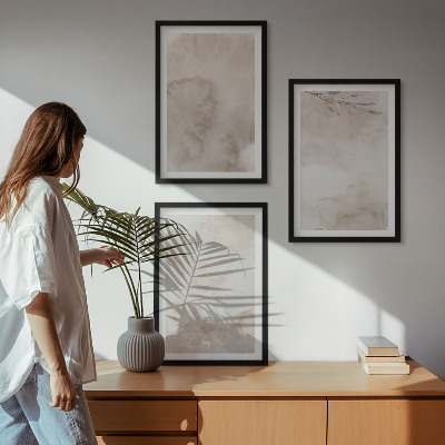 Lot de 3 tableaux pour salon Peinture aquarelle bohème renversée