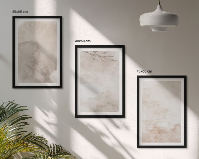 Lot de 3 tableaux pour salon Peinture aquarelle bohème renversée