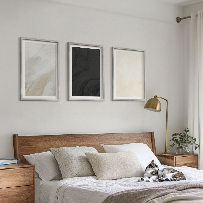 Lot de 3 tableaux pour salon Structures nuances minimalisme