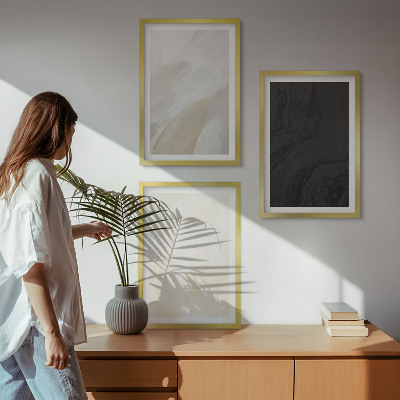 Lot de 3 tableaux pour salon Structures nuances minimalisme