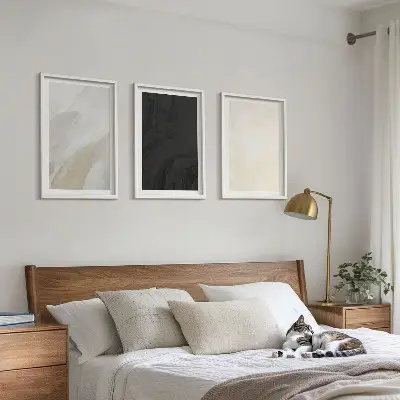 Ensemble de 3 tableaux pour salon motif nuances minimalistes