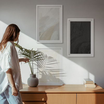 Lot de 3 tableaux pour salon Structures nuances minimalisme