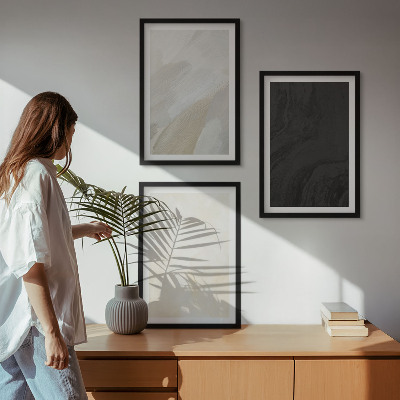 Lot de 3 tableaux pour salon Structures nuances minimalisme