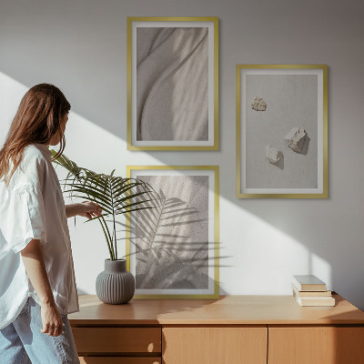 Lot de 3 tableaux pour salon Gros plans de la structure de style bohème