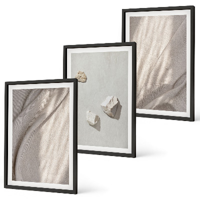 Lot de 3 tableaux pour salon Gros plans de la structure de style bohème