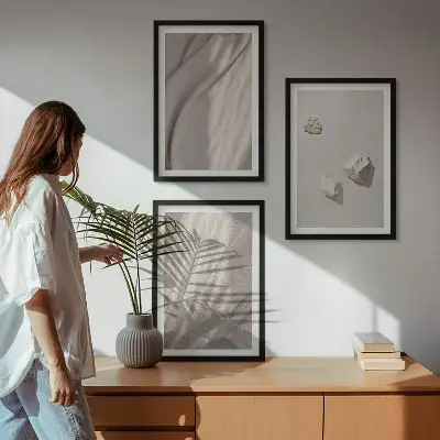 Lot de 3 tableaux pour salon avec motifs de structure de style bohème