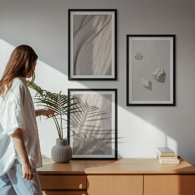 Lot de 3 tableaux pour salon Gros plans de la structure de style bohème