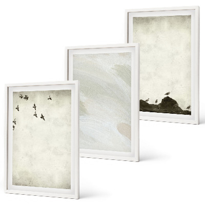 Cadre photo mural Oiseaux, rochers, coups de pinceau, décorations