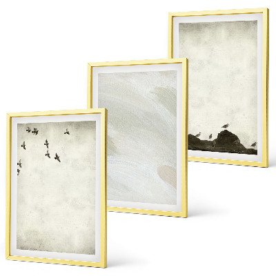 Cadre photo mural Oiseaux, rochers, coups de pinceau, décorations