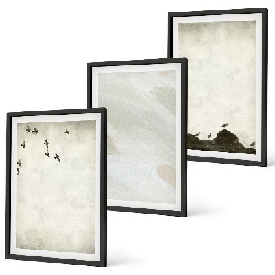 Cadre photo mural Oiseaux, rochers, coups de pinceau, décorations