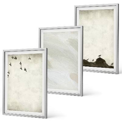 Cadre photo mural Oiseaux, rochers, coups de pinceau, décorations