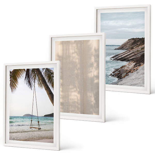 Lot de 3 tableaux pour salon Vues estivales sur la plage et le sable