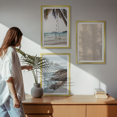 Lot de 3 tableaux pour salon Vues estivales sur la plage et le sable