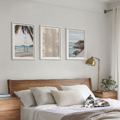 Lot de 3 tableaux pour salon Vues estivales sur la plage et le sable