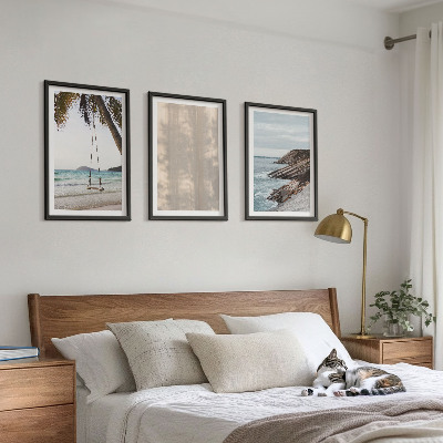 Lot de 3 tableaux pour salon Vues estivales sur la plage et le sable