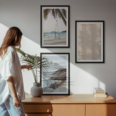 Lot de 3 tableaux pour salon Vues estivales sur la plage et le sable
