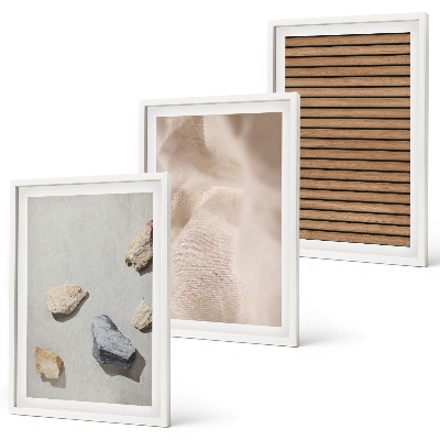 Lot de 3 tableaux pour salon Textures de pierre, de bois et de tissu