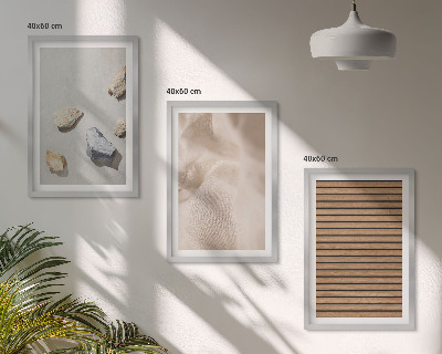 Lot de 3 tableaux pour salon Textures de pierre, de bois et de tissu