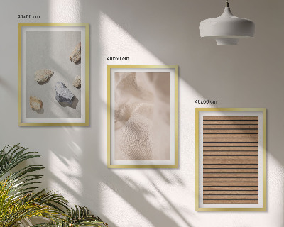 Lot de 3 tableaux pour salon Textures de pierre, de bois et de tissu