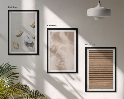 Lot de 3 tableaux pour salon Textures de pierre, de bois et de tissu