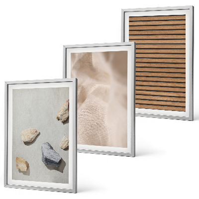 Lot de 3 tableaux pour salon Textures de pierre, de bois et de tissu