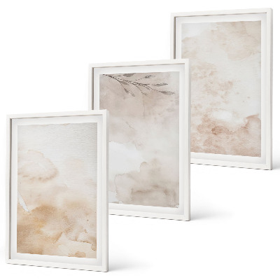 Lot de 3 tableaux pour salon Feuilles pastel à l'aquarelle