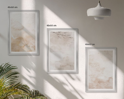 Lot de 3 tableaux pour salon Feuilles pastel à l'aquarelle