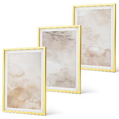 Lot de 3 tableaux pour salon Feuilles pastel à l'aquarelle