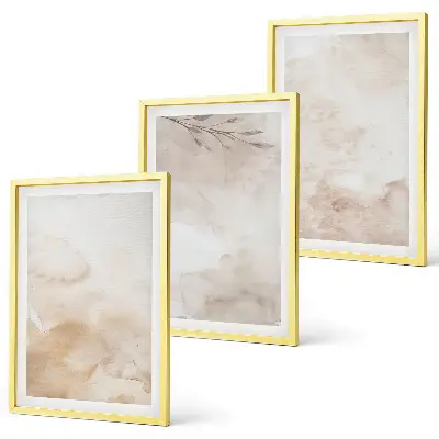 Lot de 3 tableaux pour salon motif feuilles à l'aquarelle tons pastel