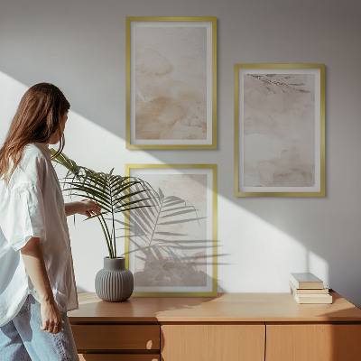 Lot de 3 tableaux pour salon Feuilles pastel à l'aquarelle
