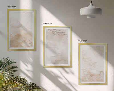 Lot de 3 tableaux pour salon Feuilles pastel à l'aquarelle