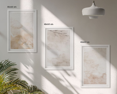 Lot de 3 tableaux pour salon Feuilles pastel à l'aquarelle