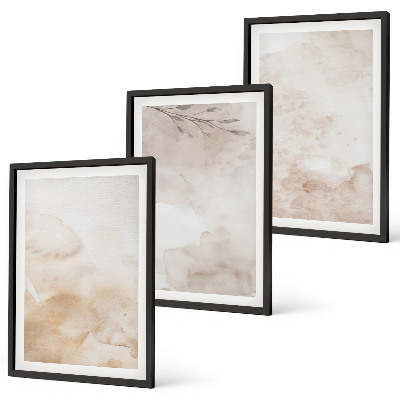 Lot de 3 tableaux pour salon Feuilles pastel à l'aquarelle